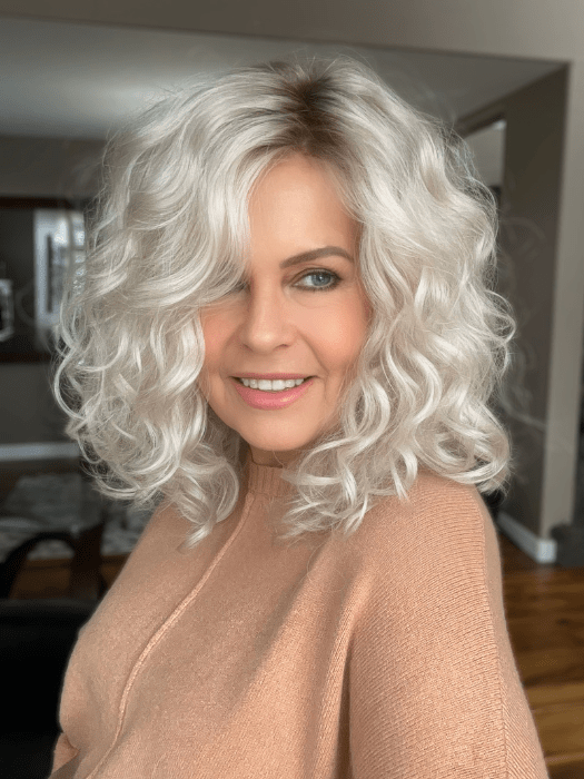 Donna @style.me.ageless wearing RADIANT BEAUTY by GABOR in color GL23-101SS | SUN-KISSED BEIGE | Dark golden blonde base blends into multi-dimensional tones of lightest beige blonde PPC MAIN IMAGE