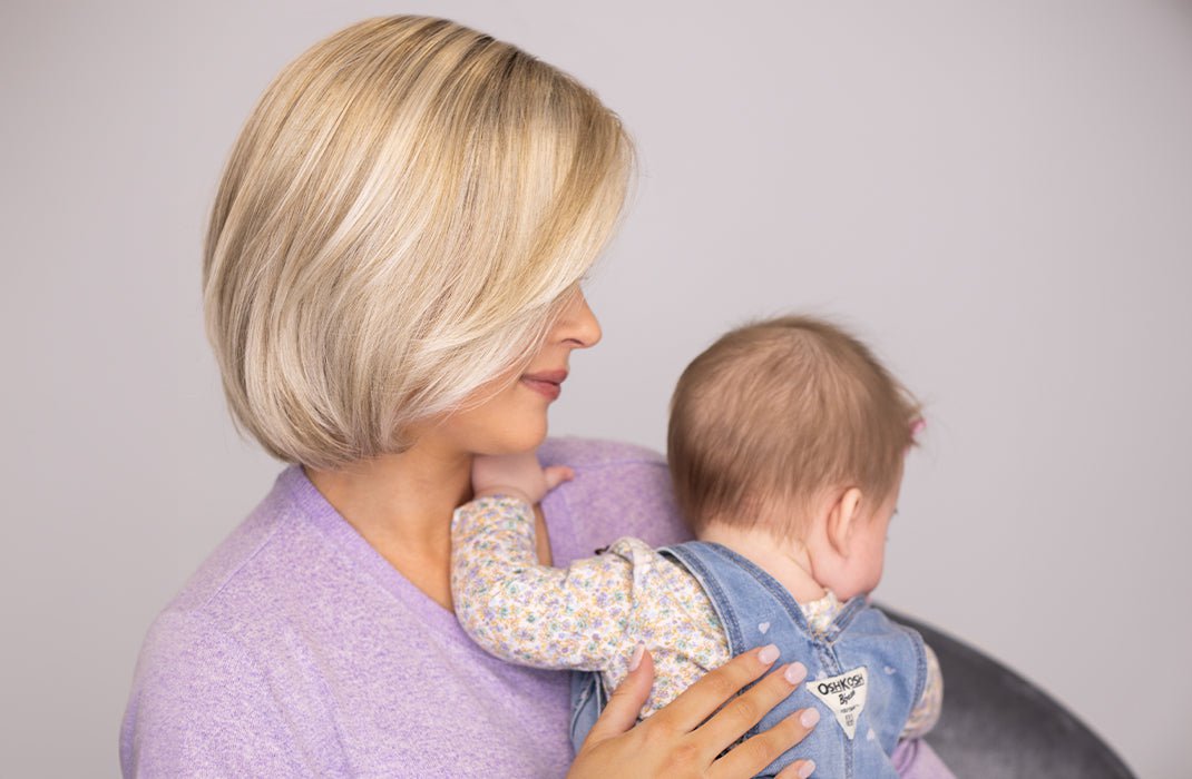 Wig Ambassador Steph wearing Kristen by Jon Renau in shade FS17/101S18 Palm Springs Blonde.