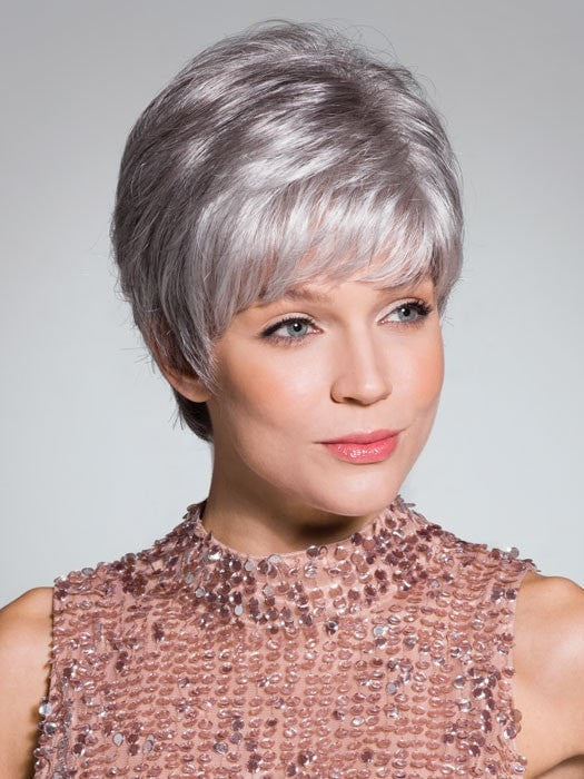 LIV by Rene of Paris in SILVER-STONE | Silver Medium Brown blend that transitions to more Silver then Medium Brown then to Silver Bangs PPC MAIN IMAGE