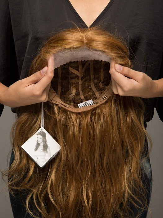 The lace front feature allows you to style the hair back and off of the face | The lace will need to be cut with Pinking Sheers