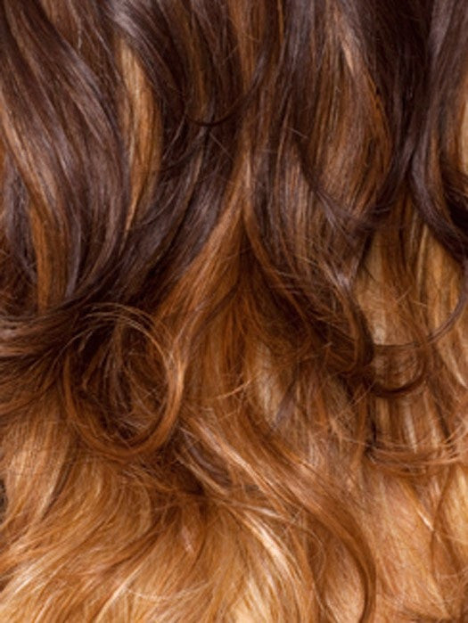 GM432 | Gradual Mix OMBRE color. Reddish Brown Top, Golden Auburn Middle, Golden Platinum Blonde Bottom.