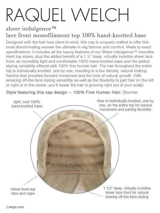 The Sheer Indulgence™ lace front is 1 ½” deep and allows the freedom of styling your hair away from the face, giving you endless styling options, see video