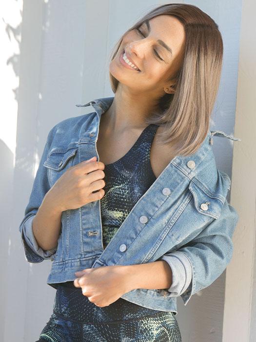 MILK-TEA-LR | Creamy Beige with Longer Dark Roots