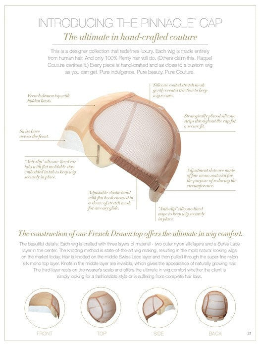 100% Hand-Tied with Swiss Lace Front, see Cap Construction Chart & watch video for details