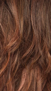 CINDER HEAT | Reddish brown base blended with smoked copper with soft amber highlights and chestnut brown roots. 