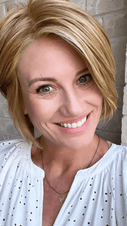 Jenny B. @thewiggygirl wearing STRAIGHT UP WITH A TWIST by RAQUEL WELCH WIGS in color RL14/25 HONEY GINGER | Dark Blonde Evenly Blended with Medium Golden Blonde