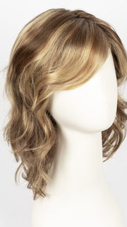 LIGHT BERNSTEIN ROOTED | Light Auburn, Light Honey Blonde, and Light Reddish Brown blend and Dark Roots