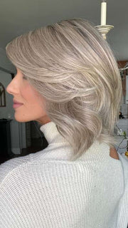 Jenna Fail @jenna_fail wearing LOVE ALWAYS, RAQUEL by RAQUEL WELCH in RL17/23SS ICED LATTE MACCHIATO | Honey Blonde shaded with Cool Blonde with Dark Roots