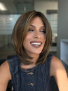 Roxie is wearing INSPIRE ME by GABOR in color GF8-29SS HAZELNUT | Medium Brown With Ginger Red Highlights & Dark Brown Roots