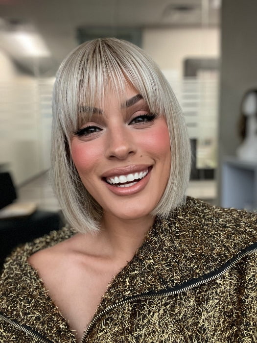 ROXIE wearing CLEO by ELLEN WILLE in SANDY BLONDE ROOTED 16.25.20 | Medium Blonde and Lightest Golden Blonde with Light Strawberry Blonde Blend and Shaded Roots