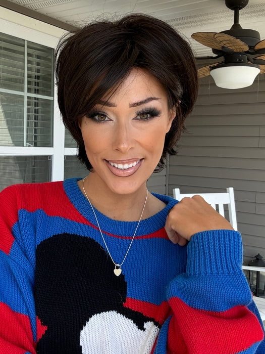 Model wearing SKY by NORIKO in CAPPUCINO | Dark Brown