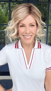Shannon @shannonwigsout wearing HOUSTON by BELLETRESS in MILKSHAKE BLONDE R | A mixture of Light Sandy Brown, Highlighted with Light Ash Blonde with a Hint of Light Platinum Blonde with a Medium Root Color