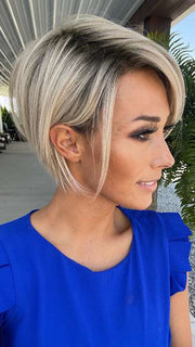 Nichole Corbett @nicholealee wearing IGNITE LARGE by JON RENAU in FS17/101S18 PALM SPRINGS BLONDE | Light Ash Blonde with Pure White Natural Violet Bold Highlights, Shaded with Dark Natural Ash Blonde
