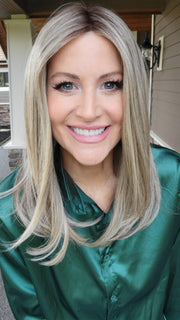 Natalie Gray @vanish.into.thin.hair wearing CELINE by BELLETRESS in SHAKEN OATMILK BLONDE R | A Medium and Light Brown Base with Cool and Neutral Blonde, and Light Blonde Highlights with a Medium Brown Root