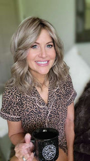 Natalie Gray @vanish.into.thin.hair wearing PEERLESS 14 by BELLETRESS in color BRITISH MILKTEA | Dark Blonde and Light Brown Blend with a Medium to Darker Root