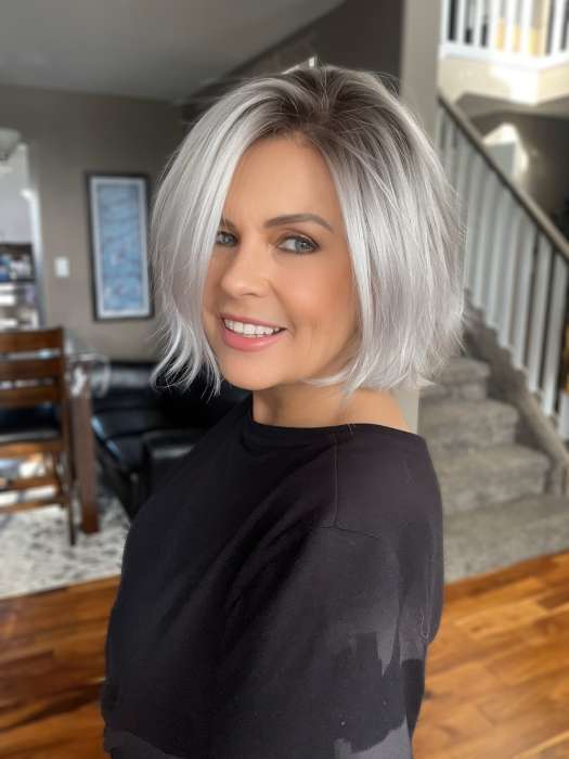Donna @style.me.ageless wearing ESPRIT by ELLEN WILLE in color SILVER-BLONDE-ROOTED 60.1001.24 | Pure Silver White Blended with Light Ash Blonde PPC MAIN IMAGE