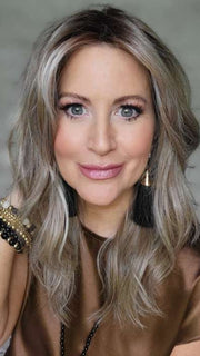 Natalie Gray @vanish.into.thin.hair wearing PEERLESS 18 by BELLETRESS in color BRITISH MILKTEA | Dark Blonde and Light Brown Blend with a Medium to Darker Root FB MAIN IMAGE