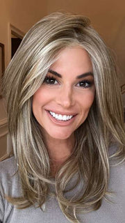 Katy C. @thewigeducator wearing SPOTLIGHT ELITE by RAQUEL WELCH WIGS in color RL16/88 PALE GOLDEN HONEY | Dark Natural Blonde Evenly Blended with Pale Golden Blonde
