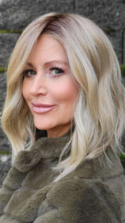 Natalie Gray @vanish.into.thin.hair wearing SKYLAR by JON RENAU in22F16S8 VENICE BLONDE | Light Ash Blonde and Light Natural Blonde Blend Shaded with Medium Brown 