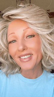 Alicia F. @wigginout wearing EDITOR'S PICK by RAQUEL WELCH WIGS in color RL19/23SS SHADED BISCUIT | Cool Platinum blonde with subtle highlights and medium brown roots