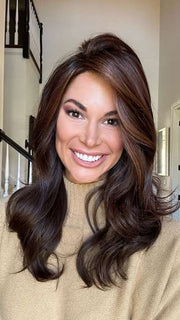 Katy C. @thewigeducator wearing DIVA by ELLEN WILLE in color PLUM-BROWN-ROOTED 33.133.131 | Dark Auburn, Red Violet, and Deep Wine Red blend with Dark Shaded Rooted