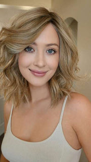 Steph B. @wigswithsteph wearing BIG SPENDER by RAQUEL WELCH WIGS in color RL16/21SS SHADED SAND | Light Blonde shaded with Medium Brown