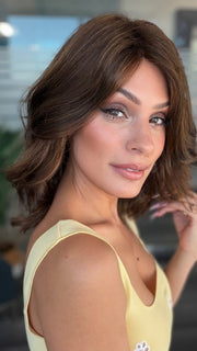 Roxie is wearing ENERGY by GABOR in GL 6-30 MAHOGANY | Dark Brown with soft Copper Highlights
