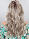 Kim Hammon @letstalkwithkim wearing DECADENT DIVA by RAQUEL WELCH in color SS17/23 ICED LATTE MACCHIATO | Honey Blonde shaded with Cool Blonde with Dark Roots