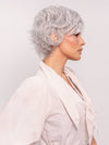 Roxie wearing VOLTAGE by RAQUEL WELCH in R56/60 SILVER MIST | Lightest Grey Evenly Blended with Pure White