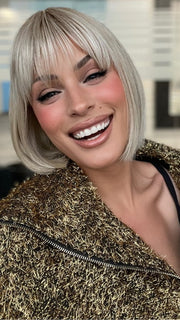 ROXIE wearing CLEO by ELLEN WILLE in SANDY BLONDE ROOTED 16.25.20 | Medium Blonde and Lightest Golden Blonde with Light Strawberry Blonde Blend and Shaded Roots
