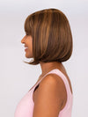 Model is wearing PAIGE PETITE by ENVY in color MEDIUM BROWN | Medium Brown with natural highlights