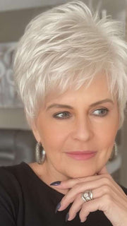 Donna van Lier-Grieve @style.me.ageless wearing WINNER PETITE by RAQUEL WELCH in R16/22 ICED SWEET CREAM | Pale Blonde with Slight Platinum Highlighting