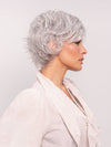 Roxie wearing VOLTAGE LARGE by RAQUEL WELCH in R56/60 SILVER MIST | Lightest Grey Evenly Blended with Pure White
