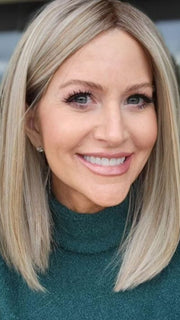 Natalie Gray @vanish.into.thin.hair wearing DRIVE by ELLEN WILLE in color PEARL BLONDE ROOTED 101.24.20 | Pearl Platinum, Dark Ash Blonde, and Medium Honey Blonde mix