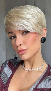 Maria @mariasoccorsalaforge wearing AMARA by RENE OF PARIS in color CREAMY-BLONDE | Platinum and Light Gold Blonde Evenly Blended