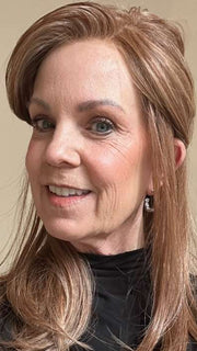 Susan @sparkles_intheworld wearing SPOTLIGHT by RAQUEL WELCH WIGS in color RL30/27 RUSTY AUBURN | Medium Auburn Evenly Blended with Strawberry Blonde | styled