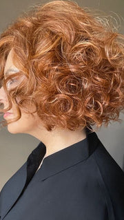 Donna @style.me.ageless wearing JORDAN by ENVY BY ALAN EATON in color LIGHTER-RED | Irish Red with subtle Blonde highlights
