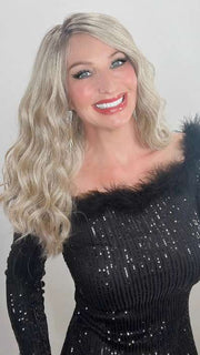 Kim H. @letstalkwithkim wearing DAY TO DATE by RAQUEL WELCH WIGS in color RL17/23SS ICED LATTE MACCHIATO | Honey Blonde shaded with Cool Blonde