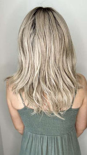 Kristyna Moore @kristynamoore wearing STYLE SOCIETY by RAQUEL WELCH WIGS in color RL17/23SS ICED LATTE MACCHIATO | Honey Blonde shaded with Cool Blonde and Dark Roots