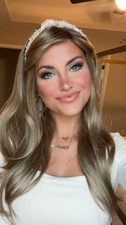 Chloe Beau @chloebeaushannon wearing ZARA by JON RENAU in color 24BT18S8 SHADED MOCHA | Medium Natural Ash Blonde & Light Natural Gold Blonde Blend, Shaded with Medium Brown