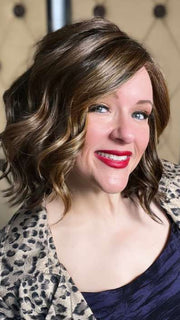 Marcie @wig.obsessed wearing SIMMER by RAQUEL WELCH in color RL8/29SS SHADED HAZELNUT | Warm Medium Brown Evenly Blended with Ginger Blonde with Dark Roots