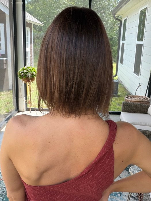 Jenna wearing SUPREME PLUS DELUXE by ELLEN WILLE in DARK CHOCOLATE MIX 4.6.33 | Darkest/Dark Brown with Dark Auburn Blend