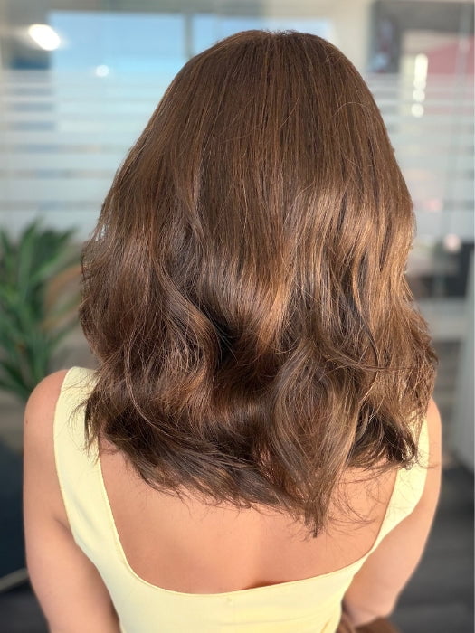 Roxie is wearing ENERGY by GABOR in GL 6-30 MAHOGANY | Dark Brown with soft Copper Highlights