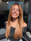 Roxie wearing STAY OUT LATE by GABOR in GF29-33SS ICED PUMPKIN SPICE | Strawberry Blonde shaded with Dark Red-Brown