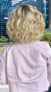 Donna van Lier-Grieve @style.me.ageless wearing BEAMING BEAUTY by GABOR in GF19-23SS BISCUIT | Light Ash Blonde Evenly Blended with Cool Platinum Blonde with Dark Roots