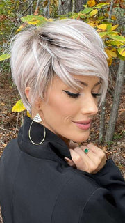 Jenna @jenna_fail wearing LINK by ELLEN WILLE in color PASTEL ROSE ROOTED | Pink and Pearl Blonde Blend with Light Brown Roots