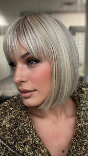ROXIE wearing CLEO by ELLEN WILLE in SANDY BLONDE ROOTED 16.25.20 | Medium Blonde and Lightest Golden Blonde with Light Strawberry Blonde Blend and Shaded Roots