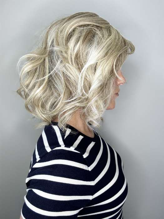 Kristyna Moore @kristynamoore wearing DIRECTOR'S PICK by RAQUEL WELCH WIGS in color RL19/23SS SHADED BISCUIT | Light Ash Blonde Evenly Blended with Cool Platinum Blonde with Dark Roots