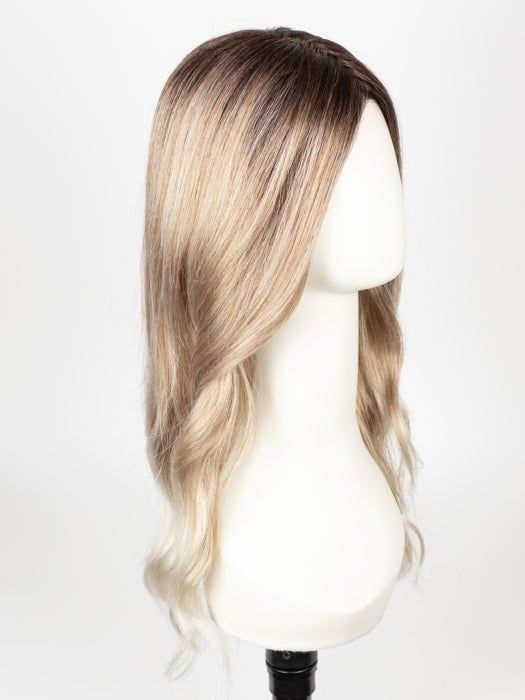 MELTED-MARSHMALLOW | Subtly warm dark sandy blonde blend with medium brown roots and light ash blonde tips and highlights