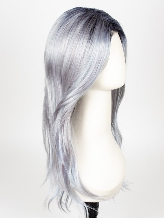 PASTEL-BLUE-R | Pastel periwinkle tone base with a dark black/purple root